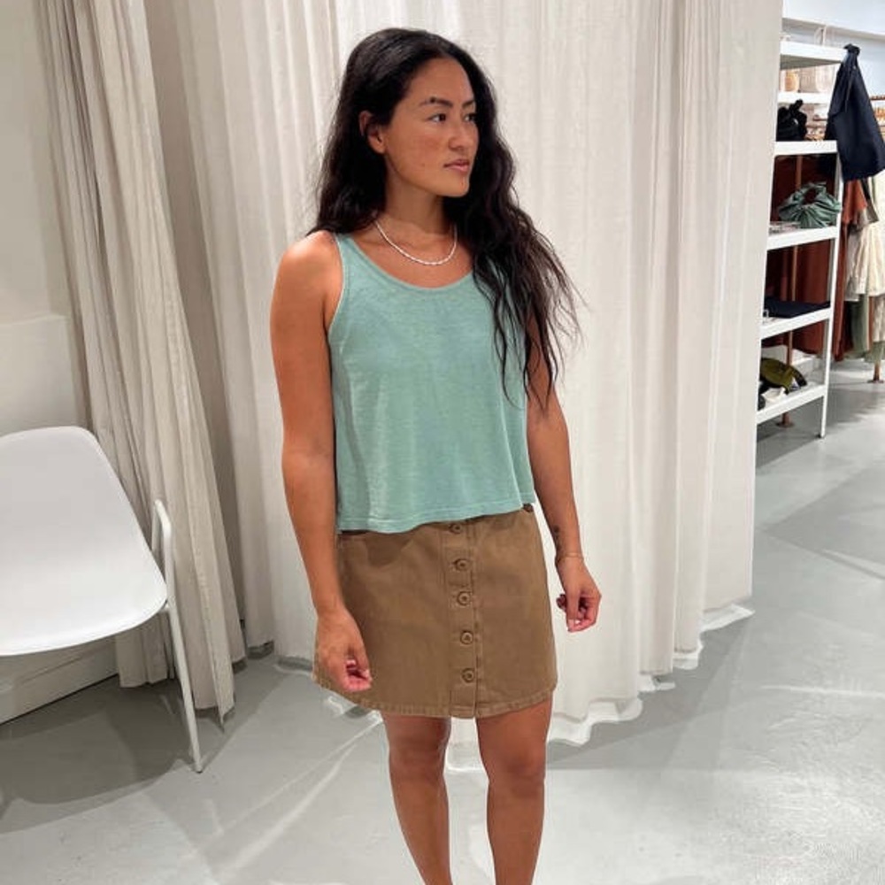 Jungmaven Tan Button-Front Mini Skirt